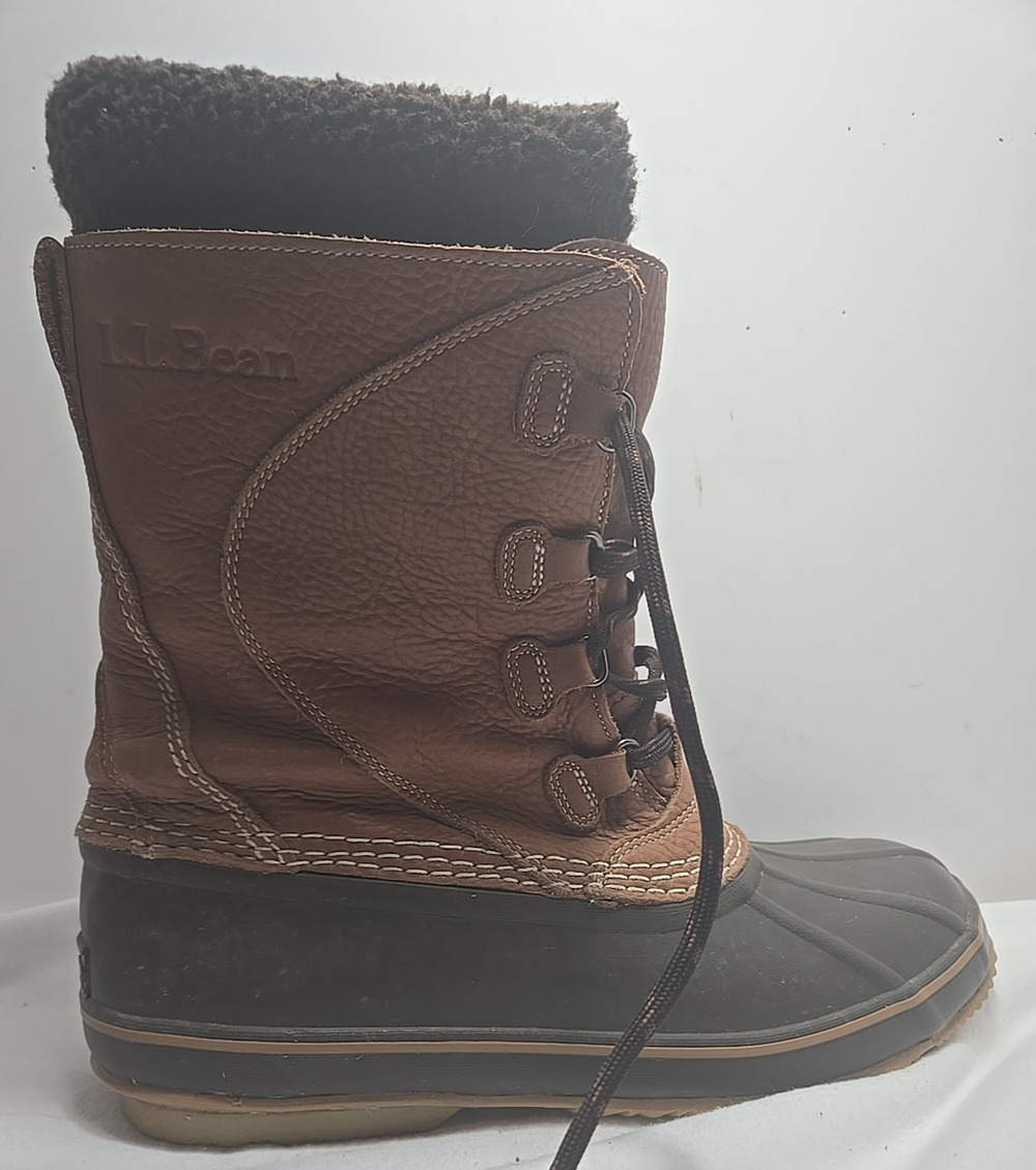 L.L. Bean Ladies SZ 11 Snow Boots, Tumbled Leather, removable Fleece Lining